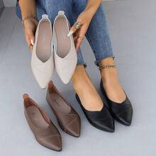 2025 Summer New Large Size Flat Single Shoes Spliced Pointed Toe Shallow Mouth Casual Shoes Cross-Border Women's Shoes Wholesale - màu đen - Xem 5