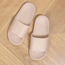 [Thin Sole] New Fashion Versatile Leather Striped Faux Leather EVA Slide Sandals, High-End Leather Texture Minimalist Ins Style, Suitable For Home, Bathroom, Outdoor Wear, Guest Slippers, Lightweight Comfortable Soft Breathable