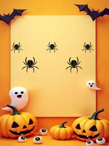 5 Stück Halloween Party Schwarze Spinnen Hängedekoration, geeignet für Halloween Innen-/Außendekoration an Tür und Fenster