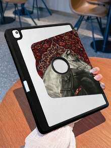 1 Piece Double-Sided High-Definition Printed Horse Pattern Tablet Case, Suitable For IPad 10/9/11 2025, Transparent Acrylic Back Cover, Wear-Resistant And Drop-Proof, Automatic Wake/Sleep, Multi-Angle Support With Pen Slot, An Essential Protective Case For Office And Study, Non-Magnetic. - Multicolor - View 7