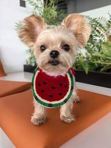 1pc Pet Watermelon Shaped Embroidered Bib, Suitable For Small Dogs And Cats - Multicolor - View 4
