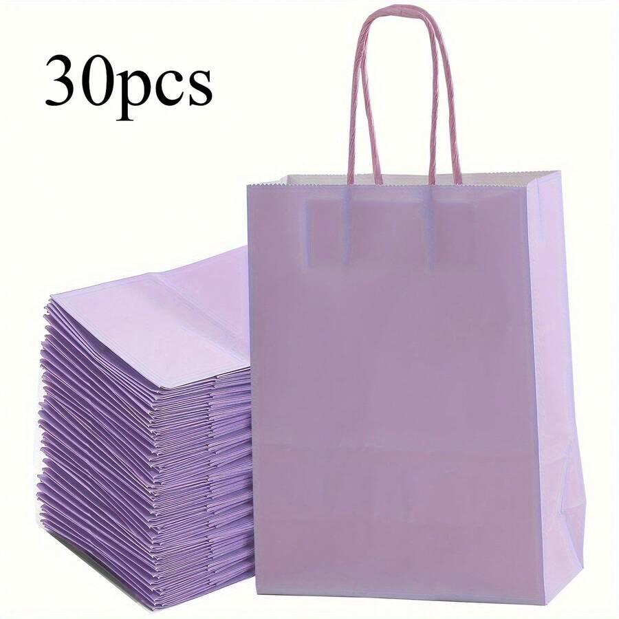 30pcs Light Purple Gift Bags, Simple And High-End, Used For Gift Packaging DIY Item Storage Gift Paper Bags Birthday Gifts Halloween Candy Packaging - 彩色 - 查看 1