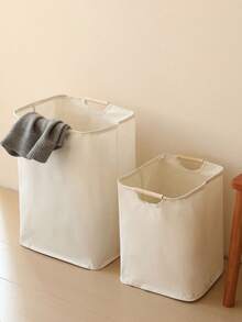 1 件可折叠洗衣篮，经典款式，多功能家居收纳盒，适用于卧室、浴室 - 米色 - 查看 3