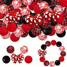 25/28/64pcs Wavy Dot Bow Silicone Bead Set - Perfect For DIY Keychain, Bracelet And Pen Accessories | Multiple Colors And Patterns, Keychain Accessories | Smooth Surface Beads - Beads & Bead Combinations - Bow Series - View 13