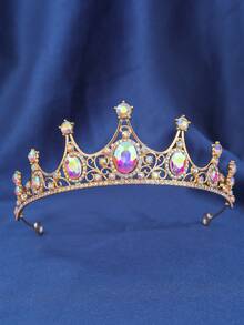 1pc Elegant Classic Crystal Crown Bridal Headpiece, Suitable For Women's Events And Party Attire, Coronas, Tiara, Hair Vine, Accessories - Multicolor - View 15