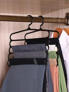 1pc 5-Layer Plastic Multifunctional Pants Hanger For Storing Ties Scarves And Pants - 黑色 - 查看 5