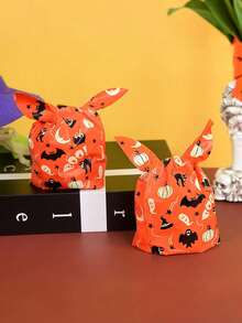 50 Stücke Halloween Süßigkeitentüten mit Kürbis- und Fledermaus-Motiv, Keks-Geschenktüten für Trick or Treat Partys, Halloween Party Dekoration Zubehör