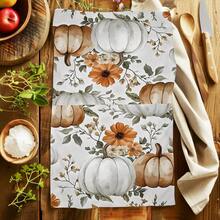 2/4/6/48 piezas Toallas de cocina/manos suaves con estampado de calabaza y floral, multiusos, paños de cocina de secado rápido, adecuados para la cocina, celebraciones, bodas, decoración y talla grande - Multicolor - Ver 7