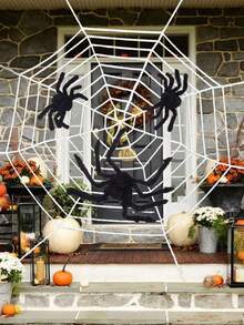 1pc Vintage Spider Web Wall Decor Set, Party Supplies - Outdoor Use, Exquisite Spider Pattern Spider Theme Party Decoration Set - Multicolor - View 7