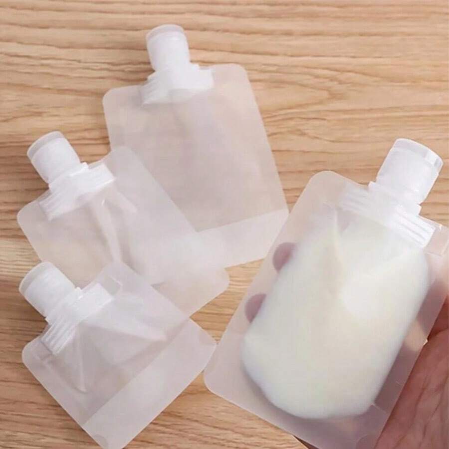 1/5/10 件旅行瓶便携式乳液包装袋液体化妆品包装袋化妆品洗发水吸盘袋防水防漏挤压袋航空友好型洗发水护发素乳液沐浴露旅行必备品海滩暑假返校 (100ml) - 無色 - 查看 1