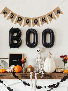 3pcs/Set Halloween BOO Balloon Kit, Black, Pink, Silver Letter Balloons, Suitable For Halloween Decoration, Ghost Party, Indoor/Outdoor Halloween Decoration, Halloween Party, Haunted House, Halloween Home Party Supplies - 彩色 - 查看 8