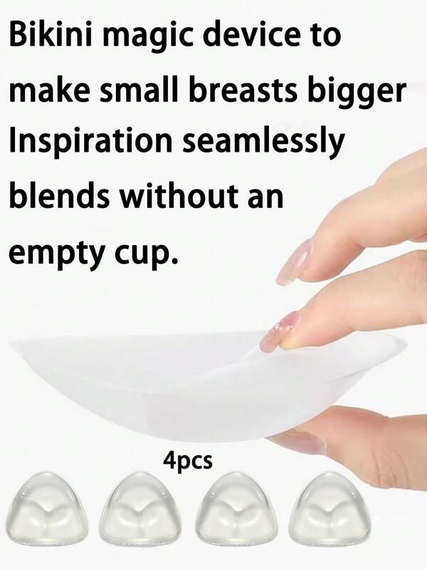 2 Pairs Transparent Padded Bra Inserts, Thickened Push-Up Pads For Swimwear, Bikini, Party, Daily Wear