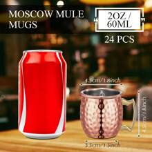 530ml Moscow Mule Mugs Set, Copper Cups Bulk Stainless Steel Moscow Mule Cups With Hammered Surface, Rust-Resistant, Iced Coffee Cups Suitable For Cocktails, Wedding Gifts, Drinkware