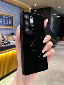 New Meteor Letter Pattern Matte Texture Phone Case, Anti-Fall Anti-Scratch Anti-Fingerprint Black TPU Soft Shell With Camera Lens Protection, Compatible With Samsung, Redmi, OPPO, VIVO