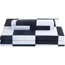 Best Season 4 Piece Bed Sheet Set - Full Size - Soft Microfiber Bedding Sheet Set, Deep Pocket, Stain, Fade & Wrinkle Resistant (Plaid Black & White), Luxury Comfortable - 黃白格子圖案 - 查看 9
