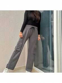Women's Cargo Pants, Street Style, Versatile And Comfortable - 深灰色 - 查看 2