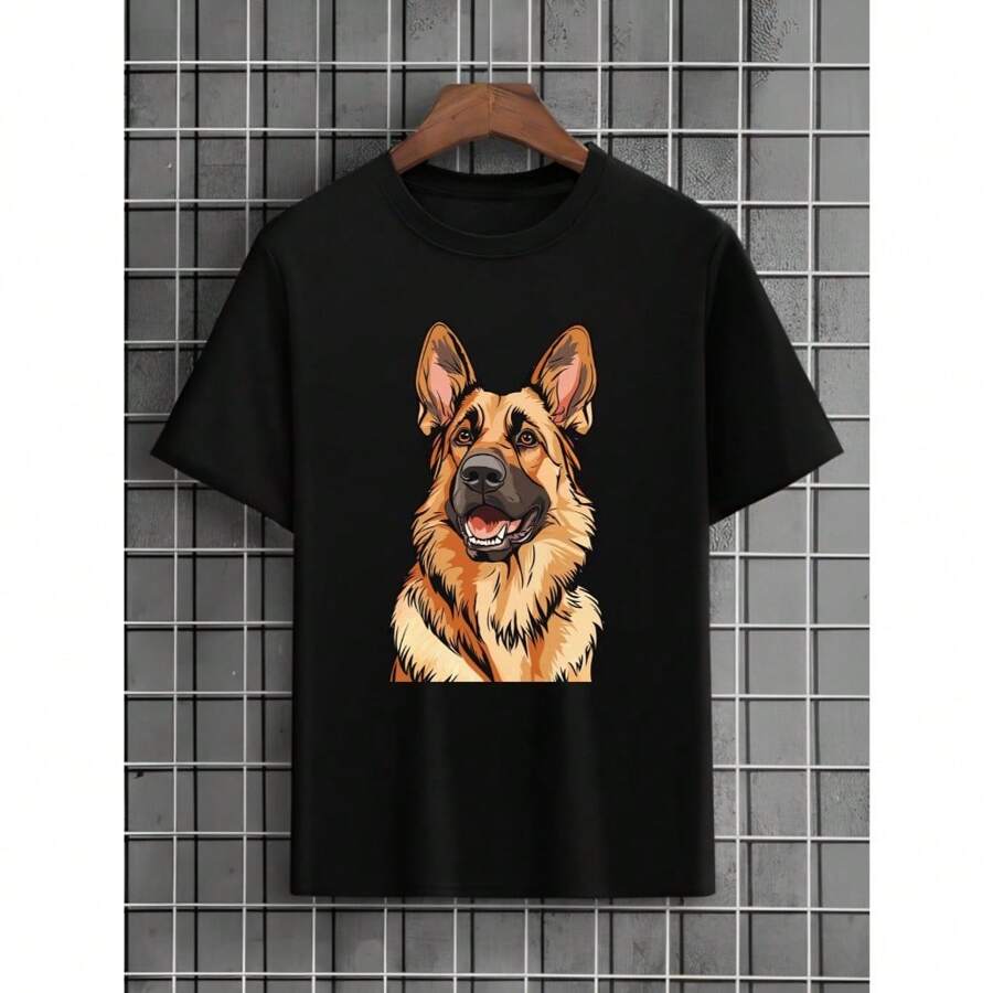 German Shepherd Dog T-Shirt Printed 100% Cotton Unisex Women Men Comfortable