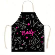 1pc Nail Polish Pattern Apron, Kitchen/Garden Apron, Baking Accessories, Cooking Apron