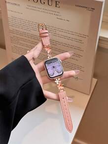 New Plum Blossom Leather Strap Compatible With 38/40/41/42/44/45/46/49mm Compatible With Apple Watch Strap Ultra/S10/9/8/7/6/5/4/3/2/1