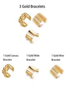 1-3 piezas Brazalete abierto minimalista para mujeres