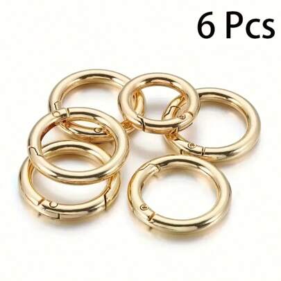 6pcs Metal Spring Buckle O-Rings, Openable Round Outdoor Keychain, Clip Hook, Pet Leash Clasp, For DIY Portable Hook Keychain, DIY Jewelry Making, DIY Wallet Crafting