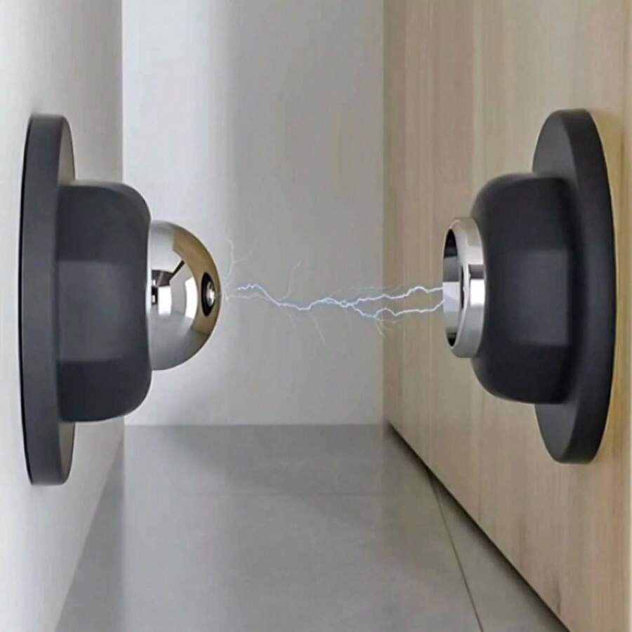 Stainless Steel Magnetic Adhesive Door Lock Fixer Clip - màu đen - Xem 1