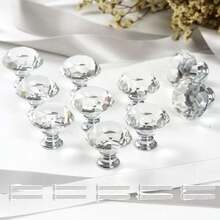 2/5/10pcs Crystal Glass Cabinet Door Knobs, Dresser Furniture Door Handles, Drawer Pulls, 30mm Diamond Shape Drawer Knobs, Suitable For Wardrobe And Cabinet, Cabinet Handles With Screws, Kitchen Drawer Pulls - Multicolor - View 16