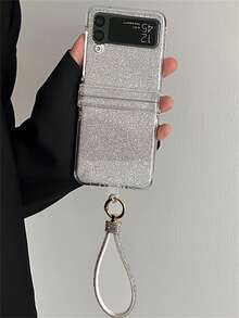 Luxury 3D Rhinestone Butterfly Water Ripple Folding Phone Case With Bowknot Pendant Compatible With Samsung For Galaxy Z Flip7 6 Z Flip 5 Z Flip 4 Z Flip 3 INS Clear PC Hard Protect Back Cover - Drill Rope - View 5