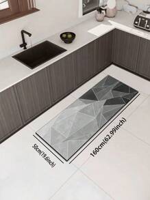 一塊具高端質感和簡單拼接圖案的矽膠泥廚房地墊，輕奢時尚風格，具有緩衝和減輕疲勞的作用。該墊吸水快干，防滑，由簡單矽膠泥和柔軟橡膠製成。適用於廚房、浴室、門廊、洗衣房等場所，可用於室內裝飾。