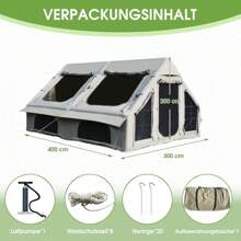 8-Personen Luftzelt mit Luftpumpe, Allwetter-Blow-Up-Zelt mit Privatschieber, Schnellaufbau-Familienzelt für Glamping, Wandern, Angeln und Garten