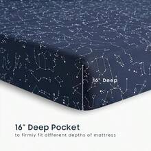 - Constellation Bed Sheets, 4 - Piece Sheet Set, Celestial Space Itchy Star Galaxy Astrology, Soft Icrofiber Deep Pocket Bedding, Navy Blue, Queen Size - 雙床+海軍藍 - 查看 3