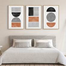 FajerminArt Framed Canvas Wall Art Poster Set, Medieval Bohemian Style Picture, Modern Geometric Wall Decor, Minimalist Black Brown Bohemian Abstract Painting, Suitable For Living Room, Bedroom, Office, Natural Style - Multicolor - View 4