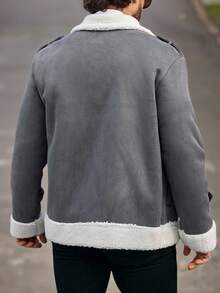 Chaqueta de manga larga con forro de gamuza y felpa para hombres, forro grueso y cálido, con cremallera, color gris claro, adecuada para uso casual, ir al trabajo, actividades al aire libre, uso diario, regalo para novio/esposo, otoño/invierno