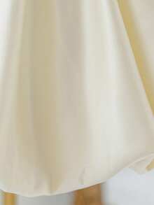 优雅缎面蝴蝶结后背花童礼服，适合生日派对、学校舞会等场合，不含头饰 - 香檳色 - 查看 8