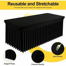 Mantel elástico de spandex, mantel ajustado elástico para mesas rectangulares de 6 pies, cubierta de mesa impermeable y lavable para exteriores, bodas, banquetes y fiestas (negro, 72L x 30A x 30H pulgadas) - 72"+x+30"+(Rectangular)+++Negro - Ver 2