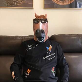 Vintage paardenkopmasker, latex dierencosplaymasker, nieuw kostuumaccessoire zonder stroom voor optredens in bars, themafeesten, Kerstmis, Halloween en 4 juli