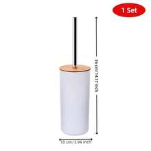 2件套马桶刷清洁套装,长柄马桶刷配收纳桶,小巧节省空间,适合小型浴室,密封竹盖防溅,刷头可替换,北欧风格清洁刷,马桶清洁工具,奢华浴室用品,宿舍必备,公寓必备 - 黑色 - 查看 14