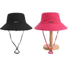 Korean Style Frayed Metal Letter Bucket Hat, Washed Vintage Rose Red Outdoor Hiking Sun Protection Cap For Women,Holiday,Travel - Hot Pink - View 22