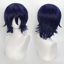 YEWELL 14英寸短直发合成假发,带刘海,男女通用角色扮演假发,每日手工制作,适合动漫、游戏、圣诞节活动、化装舞会等场合 - 彩色 - 查看 37