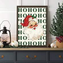 1 Impressão de Papai Noel, Decoração de Lareira de Natal, Slogan de Natal "Ho Ho Ho", Pôster de Inverno, Arte de Parede de Natal Vintage para Imprimir, Decoração Festiva de Quarto, Arte de Parede em Tela, Pôster de Quarto, Decoração de Casa, Decoração Estética de Quarto, Suprimentos para Decoração de Quarto. Moldura Opcional Disponível. - 1PC - Ver 2