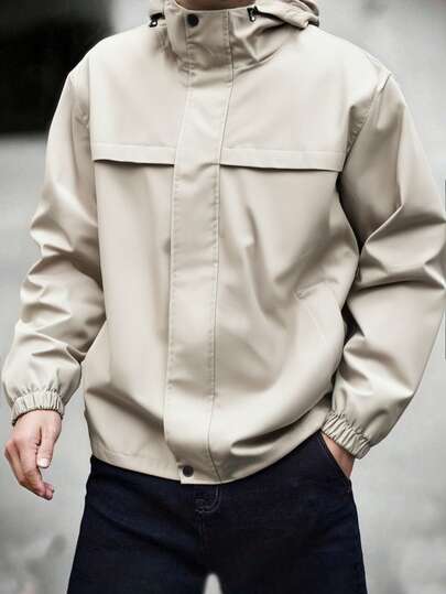 Men's Hooded Outdoor Jacket, Camping & Mountaineering Rain Jacket,Men's Outwear,Sports Casual For Daily Wear, Popular Model, For Fall