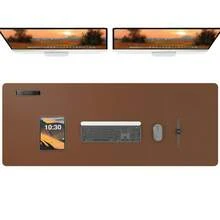 60 x 35 厘米真皮桌垫，真皮鼠标垫，电脑键盘一体式桌垫，大号鼠标垫，笔记本电脑游戏桌垫，高端桌垫，真皮书写学习防污清洁桌面，防滑护眼真皮桌垫，大号鼠标垫，防滑桌垫，防水PU真皮桌面保护垫，书写垫，适用于办公室和家庭（浅紫色）