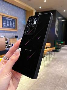 New Meteor Letter Pattern Matte Texture Phone Case, Anti-Fall Anti-Scratch Anti-Fingerprint Black TPU Soft Shell With Camera Lens Protection, Compatible With Samsung, Redmi, OPPO, VIVO