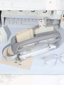 Estuche para lápices de gran capacidad y duradero, funda transparente para lápices de extra gran capacidad, diseño minimalista, fácil de transportar, perfecto para dibujo diario, adecuado como regalo de cumpleaños, aniversario, Día del Niño, Día del Maestro, regreso a la escuela para amigos, familiares, estudiantes, estuche para lápices, útiles escolares, regreso a la escuela