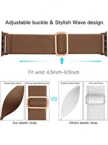Pulseira de Relógio de Nylon Compatível com Apple Band, Macia, Respirável e Elástica, Pulseira de Relógio de Nylon Esportiva Compatível com Apple Watch 38/40/41/42/44/45/46/49mm, Pulseira de Relógio Compatível com Apple Watch Ultra/11/10/9/8/7/5/6/4/3/Se, Pulseiras de Relógio Masculinas e Femininas, Ajuste o Comprimento à Mão, Fácil de Usar