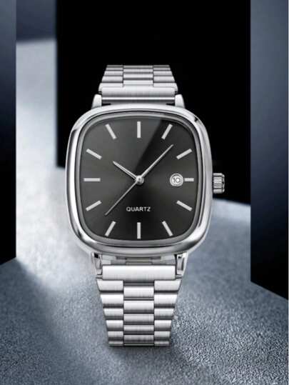 1 pieza Reloj cuadrado pequeño con correa de acero vintage minimalista y alimentado por batería, de alta gama y unisex, adecuado para la vida diaria, eventos de negocios, festivales, regalos de cumpleaños, regalos del Día de San Valentín para tu pareja