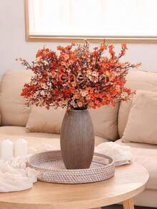 MEHELANY 10Pcs Flowers Artificial Babys Breath Orange Bean Paste Artificial Floral Fake Silk Patriotic Flowers Plum Blossom Flowers For Fall Season Day Harvest Thanksgiving Halloween Decor Home Indoor Outdoor Garden Decorations Office Wedding Floral Arrangement Table Centerpieces, Festivals Decor, Mexican Wedding Fall Party Day Of The Dead Supplies(1Pc Random Color)