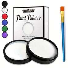 VERONNI 30g Water Activated Face And Body Paint With 1 Brush, Water Soluble Monochrome Face Painting Kit For Stage, Screen, Cosplay, And Halloween Makeup, Available In White, Black, Red, Green, Blue, Purple - 彩色 - 查看 1