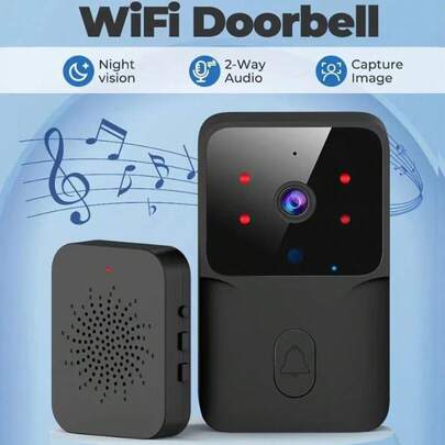 1 pieza Mini Timbre de Vídeo WiFi con Cámara, Timbre de Vídeo Inteligente con Control Remoto Inalámbrico para Smartphone, Comunicación Bidireccional, Grabación de Fotos/Vídeos, Cambiador de Voz, Batería USB Recargable Incorporada (¡Por favor, revise la descripción detallada!)