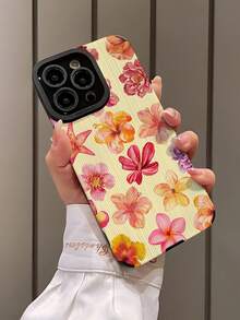 1pc New Floral Pattern Soft Silicone Phone Case, Scratch-Resistant Compatible With Apple And 15/15PLUS/15PRO/15PROMAX Waterproof Shockproof Anti-Fall - Multicolor - View 4